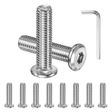 10Pcs M10x40mm 304 Stainless Steel Flat Head Socket Cap Screws Kit with Hex Key