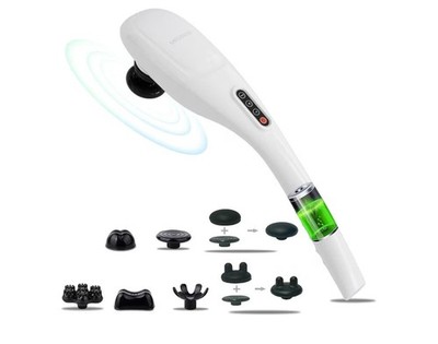 Cordless Handheld Back Massager Deep Tissue Percussion Full Body Relief - White