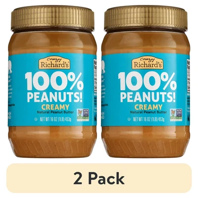 (2 pack) Crazy Richard's All-Natural Creamy Peanut Butter, 16 oz