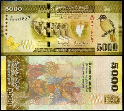 Sri Lanka 5000 5 000 Rupees 2017 P 128 New Date Unc