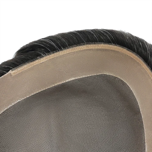 Mens Toupee Hairpiece Fine Mono Hair System Replacement Poly Skin Around Men Wig