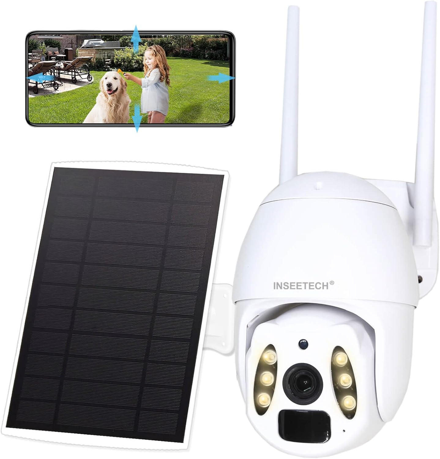 Solar Tuya Smart Camera, 4MP Solar Security Camera Wireless Outdoor with Floodli