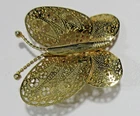 VTG Open work gold tone METAL geometric BUTTERFLY pin Brooch Costume Jewelry
