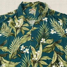 Mens Paradise Found Hawaiian Shirt Black Green Made in Hawaii USA Rayon 3XL