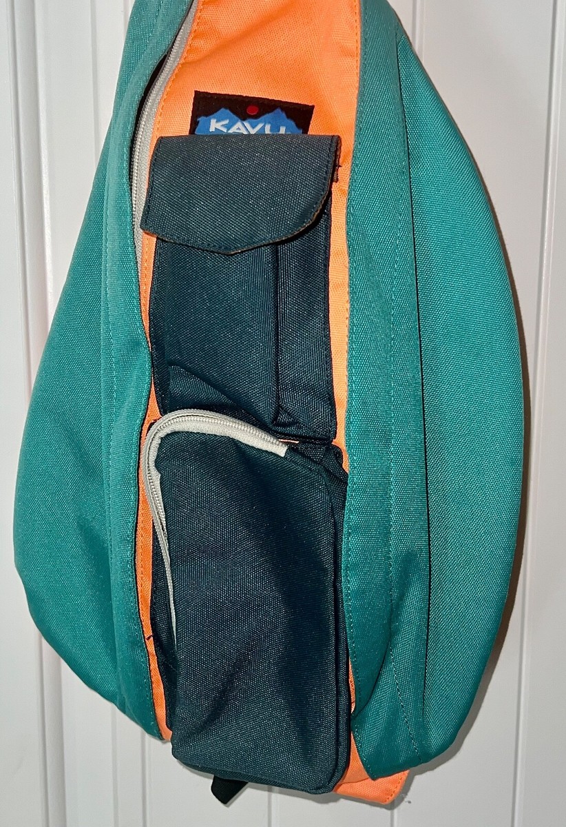 Kavu Rope Sling Backpack Five Pocket Orange Teal Print | eBay display picture 2