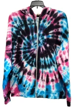 Womens Used Blue Buttercup Medium Pink/Blue/Black Tiedye Hooded  Jacket