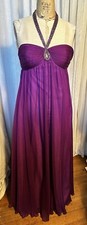 Aidan Womens Purple Chiffon Strapless Halter /Beads Event Gown Sz6(like-a 2)Used