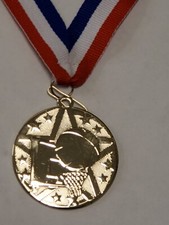 Basketball medal, Bright Gold, award, 2", ball, boys girls, your engraving