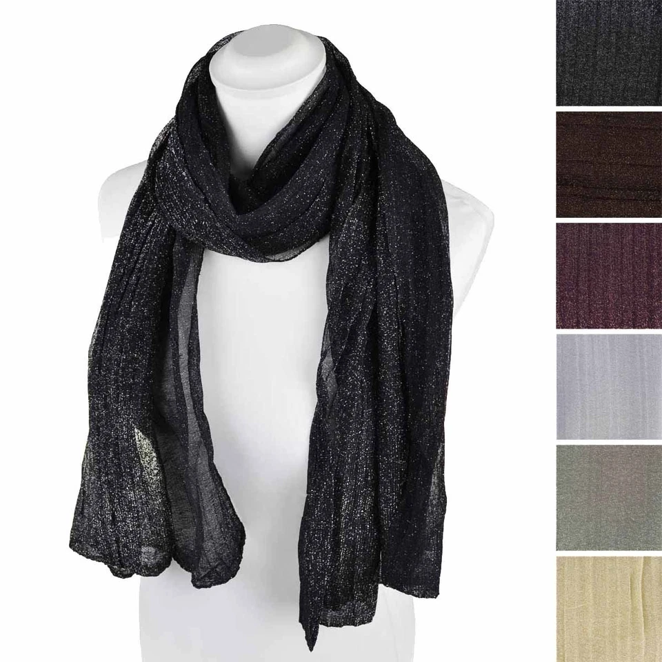 BASIC SENSE Glitter Scarf Metallic Lightweight Long Neck Scarves for Women