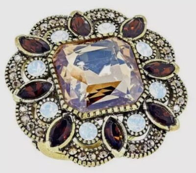 Heidi Daus ''Elegant Know-How'' Multi Color Swarovski Crystal Accented Ring Sz 6