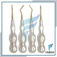  GERMAN Dental Elevators Tooth Extraction Luxating 4Pcs Root Tip Gold Coated Tip