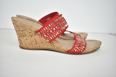 Coach And Four Vander Red Womenâs Cork Wedge Sandals | eBay