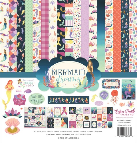 New Echo Park MERMAID DREAMS 12" x 12" Collection Kit Scrapbook Card Paper 2/19
