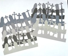 10 GRAVEYARD cardstock paper die cut embellishments HALLOWEEN