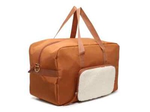 Sac de voyage weekender Hexagona en nylon garni cuir Marron foncé
