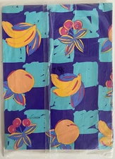 Vintage Gift Wrap Sheet Wrapping Paper Fruit 80s 90s Cherry Bananas Checkerboard