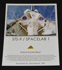 Space Shuttle Columbia Flown Artifact Relic Fragment NASA Spacelab ESA STS-9