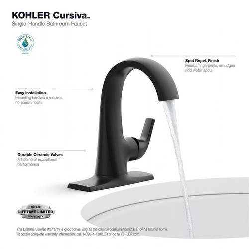 KOHLER CANADA Single Hole Single-Handle Bathroom Faucet in Matte Black - Picture 9 of 15