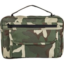 Camo Bible Cover Large Holy Good Book Case 2 Extra Zippered Pockets Pen Military