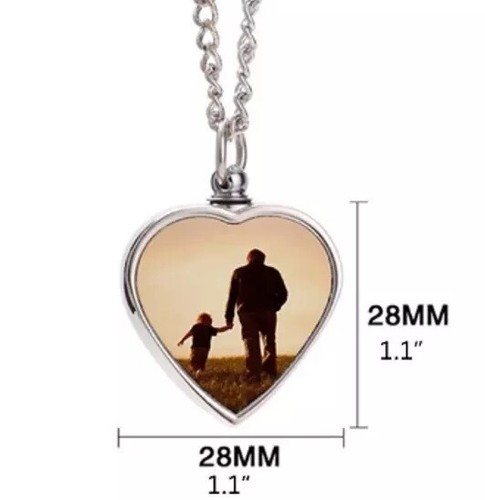 Collar Corazón Urna Sublimación Para Kit Relleno Cremación Ceniza Incluido - Imagen 4 de 4