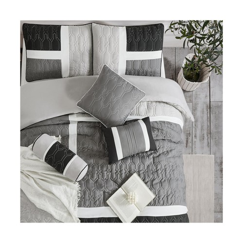 Stratford Park Black and Grey California King Comforter Set, Ultra Soft Micro... - Picture 3 of 7