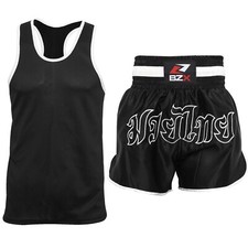 Set pantaloncini e gilet boxe tailandesi uomo palestra allenamento fitness kick fighting corto MMA