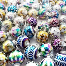 20 Dollhouse Tree Ornaments, Colorful Mix, Tiny Glass Baubles for Miniature Chri