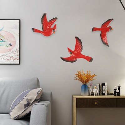  3 Pcs Vogelanhänger Aus Eisen Metall Wandkunst Im Freien Fräulein