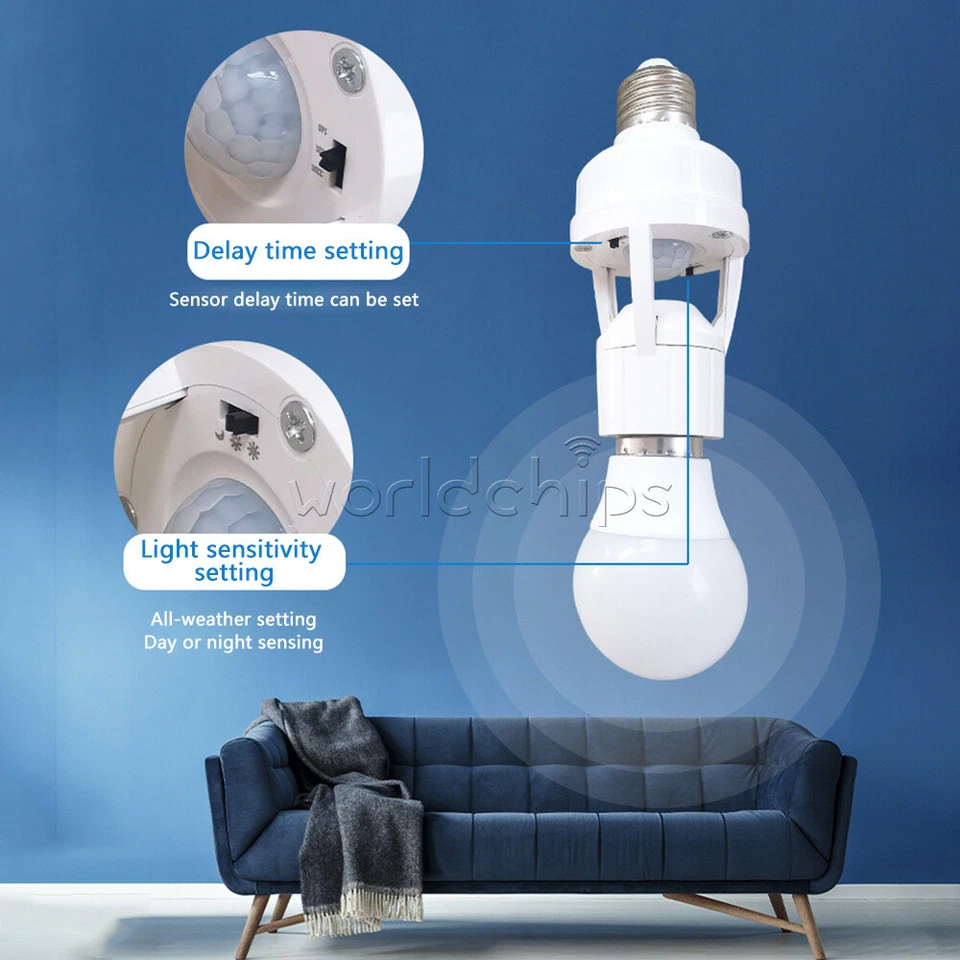 1-10Piece PIR Human Induction Motion Sensor LED Lamp Socket Base E27 Lamp Holder - Image 4 of 4