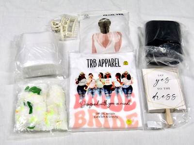 Wedding Bride to Be Bachelorette Party T Shirt (L), Decorations, Veil, etc.