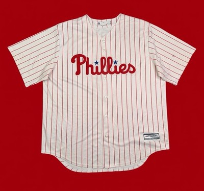 希少 フィリーズ ペンス 3 ユニフォーム Majestic 刺繍 L MLB BRYCE HARPER #3 PHILADELPHIA PHILLIES MLB Striped Majestic Jersey