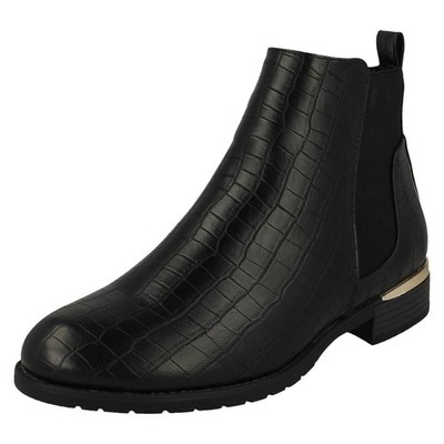 Damen Stiefeletten Spot On Kroko-Detail *F5R1196*
