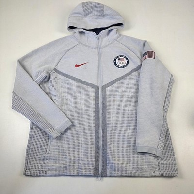 United States Olympic Team Jacket Mens XL Gray Nike Hooded Full Zip USA