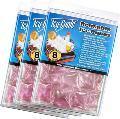 ICY COOLS Reusable Ice Cubes for Drinks, Coolers, and Lunch Boxes  135 Total (3 