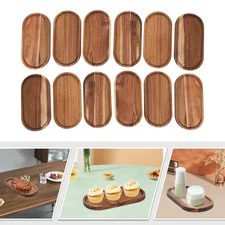 12 Pcs Wood Serving Trays 10 Inch Charcuterie Boards Oval Wooden NEW