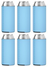 TahoeBay Slim Can Coolers - Blank Neoprene Beer Sleeves Placid Blue 