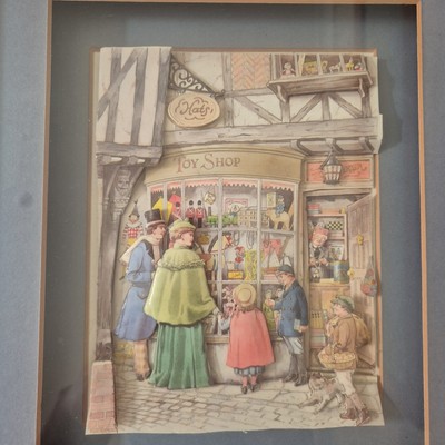 3D Paper Art Framed Toy Shop Framed 3D Art Frame Hat Shop Framed Vintage 3D Shop