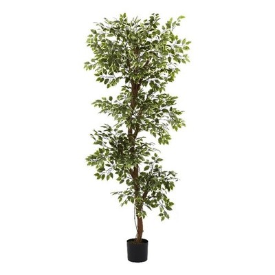 Pemberly Row 72'' Variegated Ficus Tree with 1944 Silk Leaves in Green/Black
