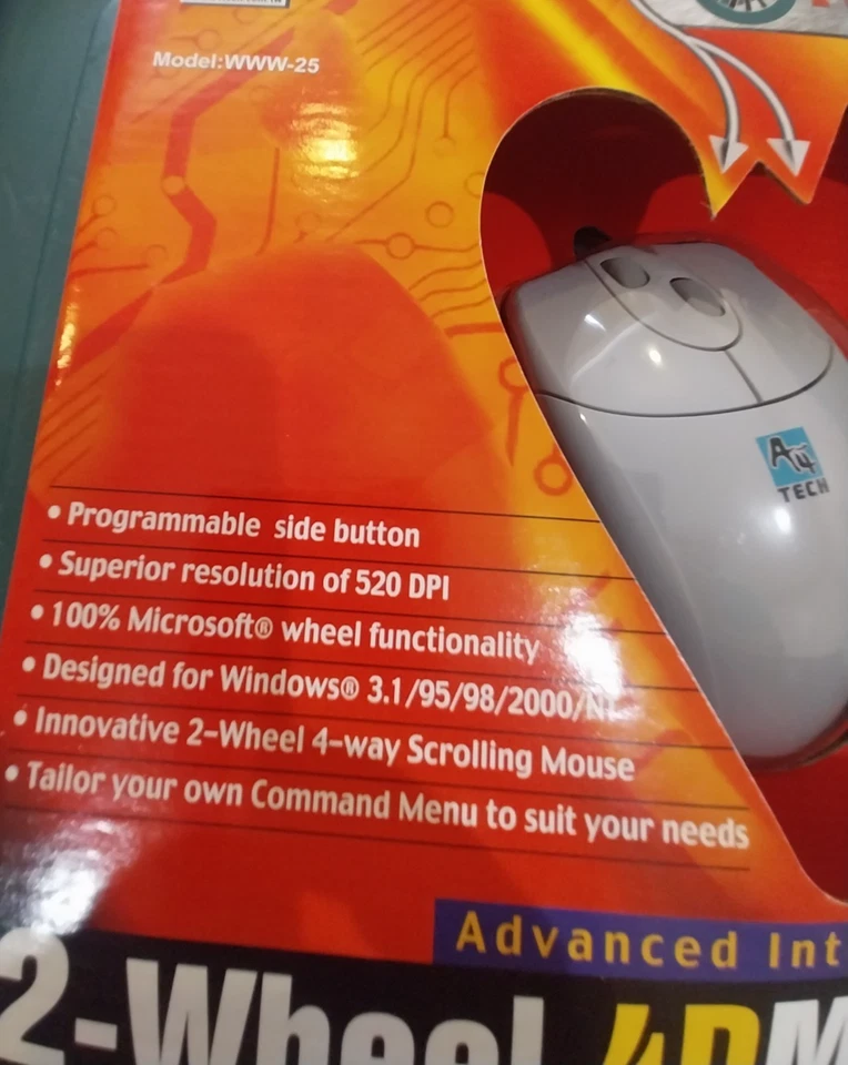 A4Tech Mouse Wired Corded PS/2 PS2 Trackball Scroll Wheel Silver BWWW-23 RETRO - Image 2 of 4