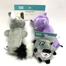 NEW! ZippyPaws Colassol Buddies & Bushy Throw *Hippo Rhino Raccoon Dog Toys