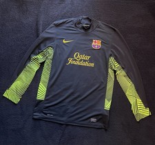 Nike FC Barcelona 2011 2012 Goalkeeper Training Jersey Black Neon Size L