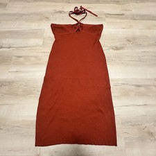 Almost Famous Ribbed Knit Halter Midi Dress Rust Orange Size 2X