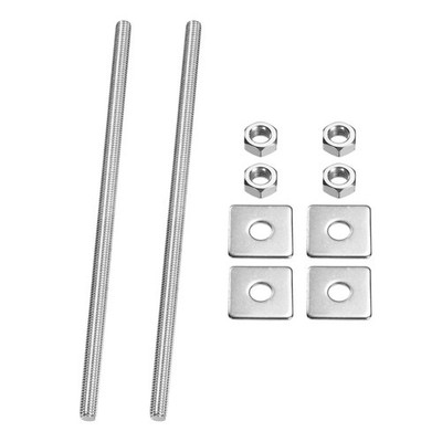 2 Pcs Fully Threaded Rod, M8 x 200mm Thread Bar Studs with Nuts, Square Washer
