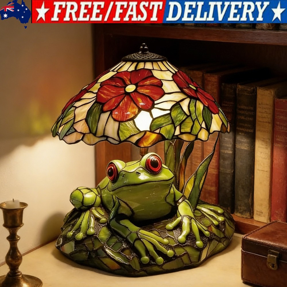 Frog & Flower Table Lamp LED Night Light USB Powered Cute Decor Lamp Ornament