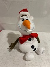 Disney Store Frozen Olaf W/Red Santa Hat  Red Bow Tie Plush with Badge