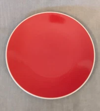Crate and Barrel Lisbon Dinner Plate 11" Red with matte white exterior