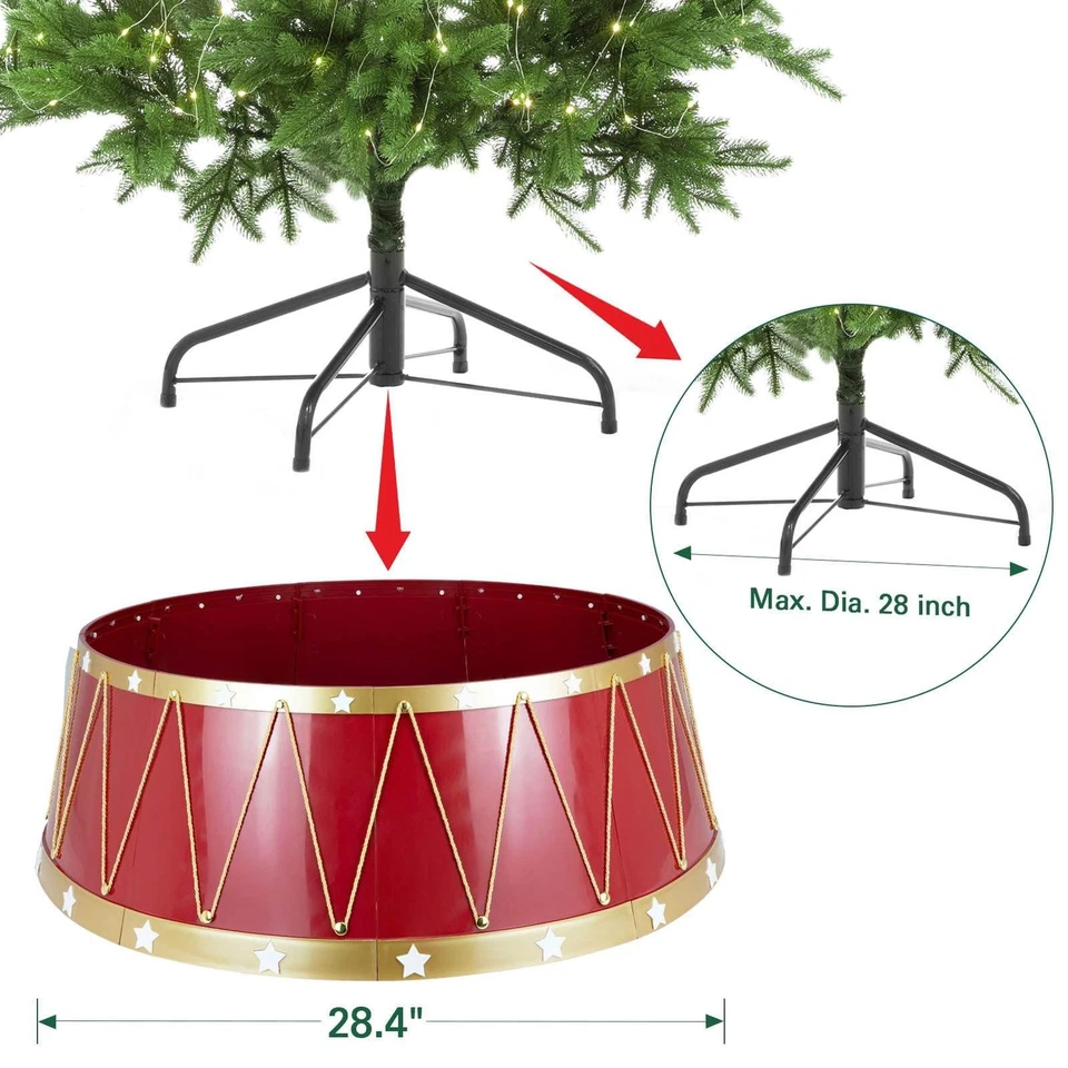 Christmas Tree Collar, 28.4" Festive Drum Design Tree Ring, Durable Plastic w... - Image 4 of 4
