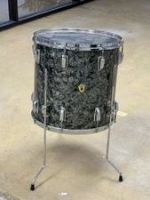 16" LUDWIG 1958?? FLOOR TOM Drum BLACK DIAMOND PEARL bdp Keystone re-rings #FT6