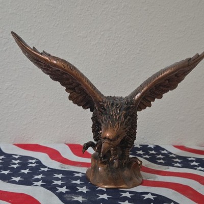 Bronze Eagle Figurine Sculpture Bird Collectible Display Decor