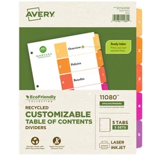 Avery Ready Index Table Of Contents Dividers, 1-5 Tab, 3 Sets